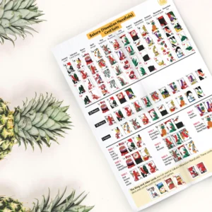 Printable Downloadable Hanafooda Specialty Card deck visual chart, showing larger illustrations