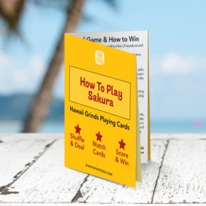 Compact Foldable Printable Instructions for anyone to print at home and use the Hanafooda Hawaii Grinds Card deck.