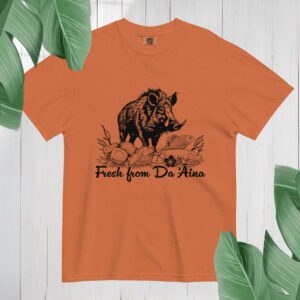 Island boar tee with fresh from the aina illustrated design