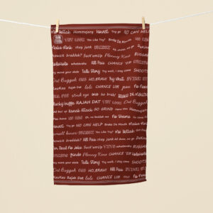 Talk story local slang linen tea towel with Hawaiian pidgin phrases